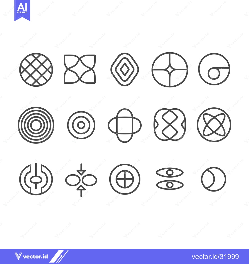 Premium Vector of Collection of 18 Abstract Geometric Line Art Circle Icons