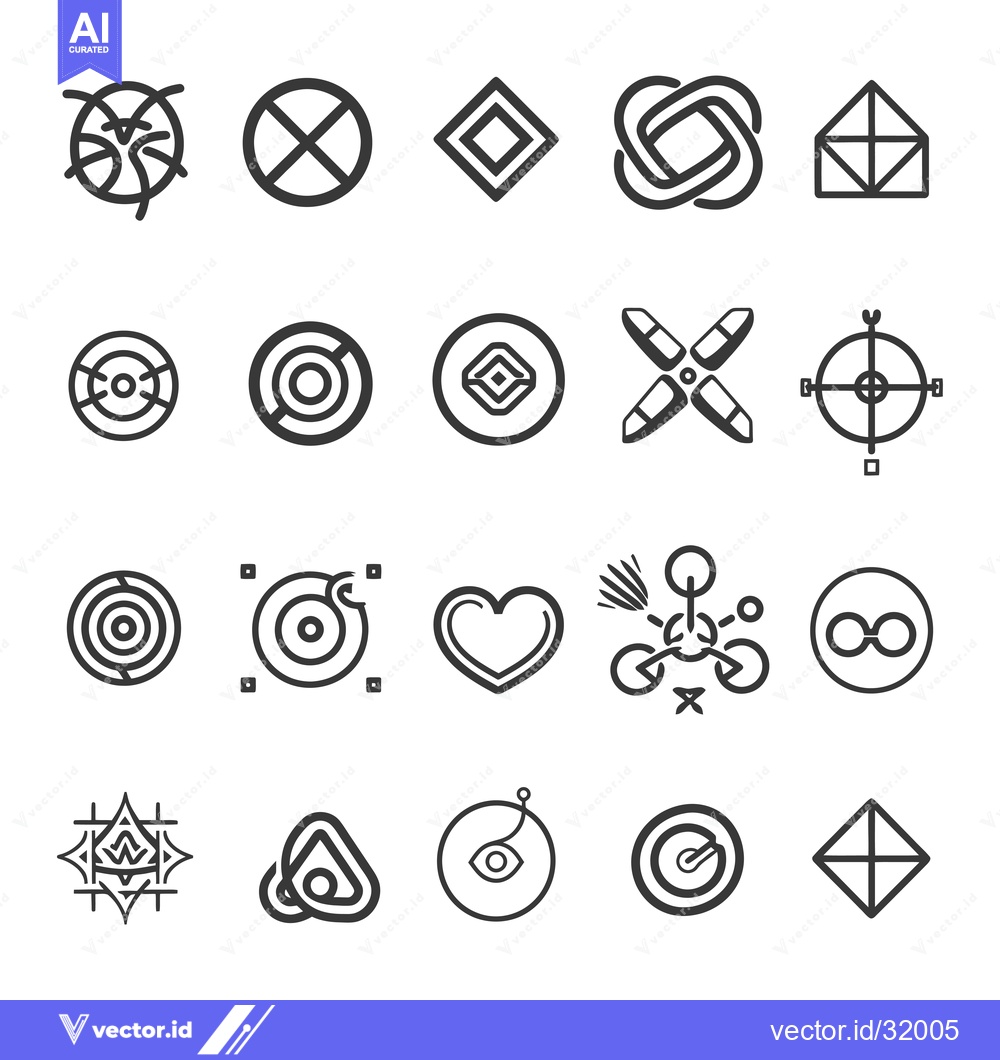 Premium Vector of Collection of 20 Abstract Geometric Shapes and Symbols