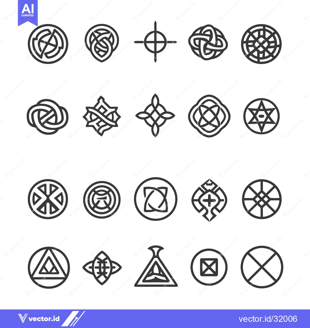 Premium Vector dari Collection of 20 Abstract Geometric Shapes in Black and White