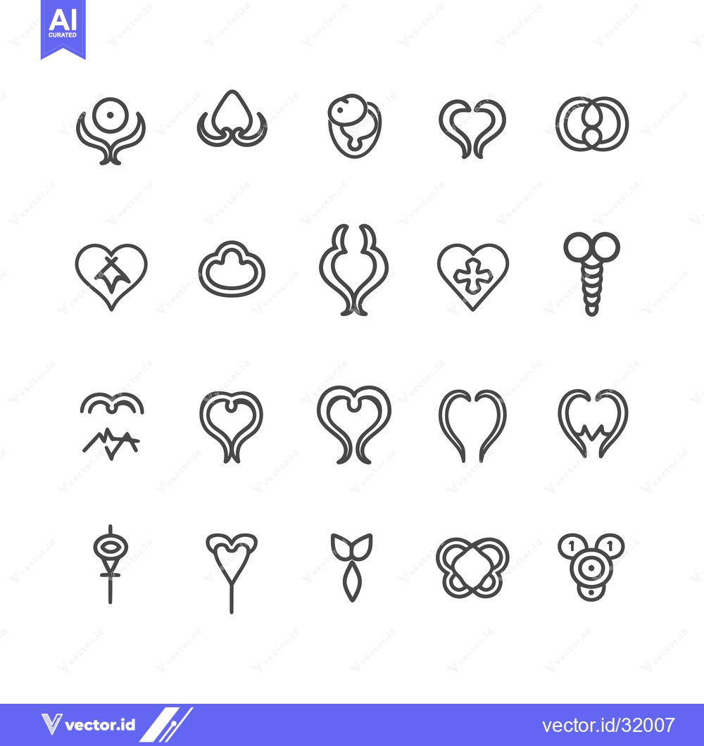 Premium Vector dari Collection of 20 Abstract Heart Line Art Icons