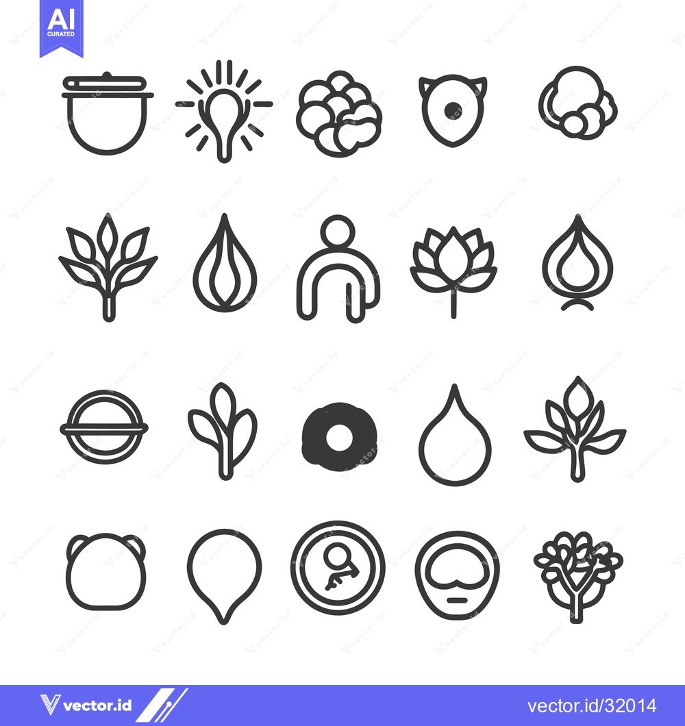 Premium Vector of Collection of 20 Black and White Line Icons on a White Background