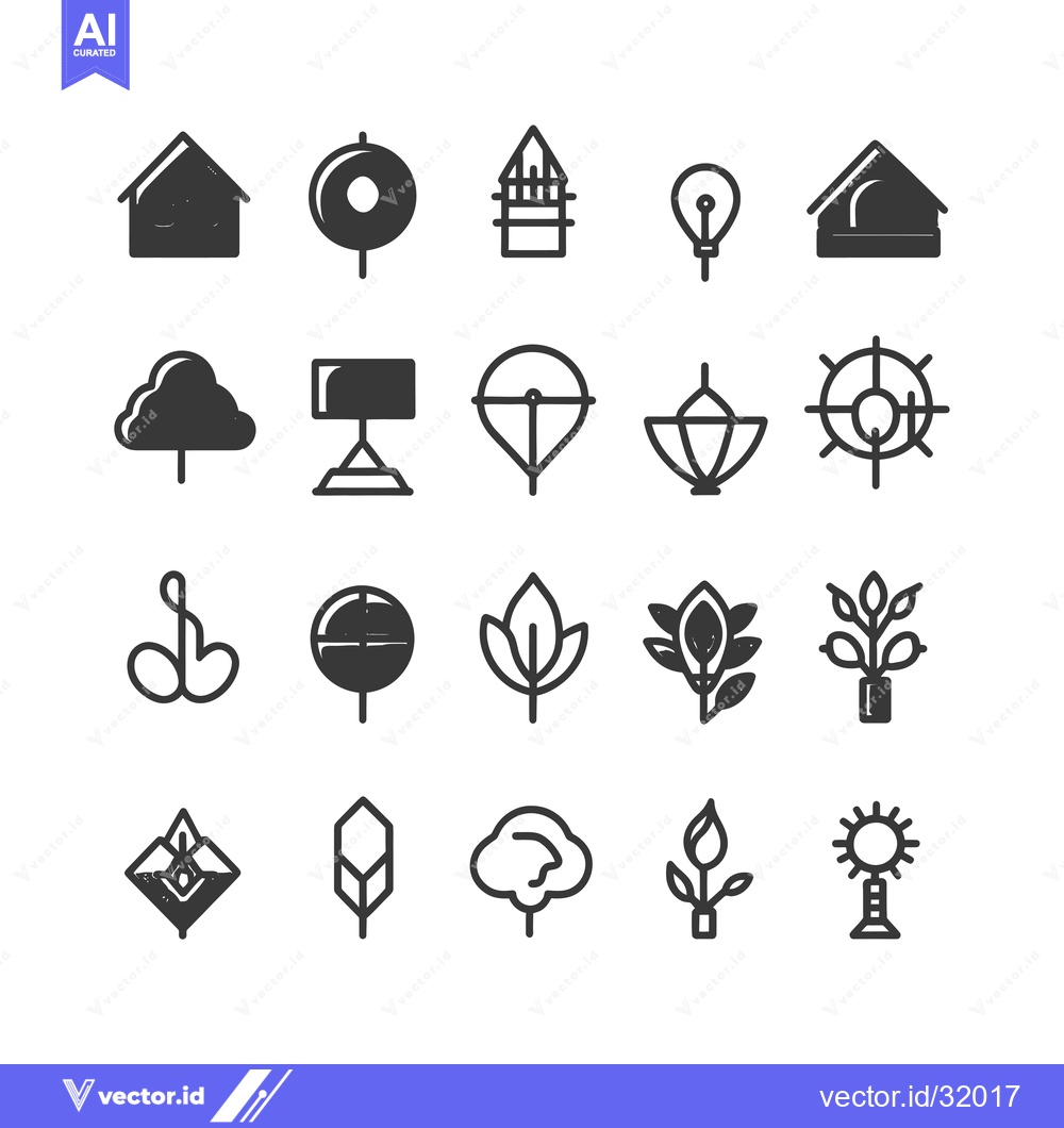 Premium Vector dari Collection of 20 Black and White Simple Icons