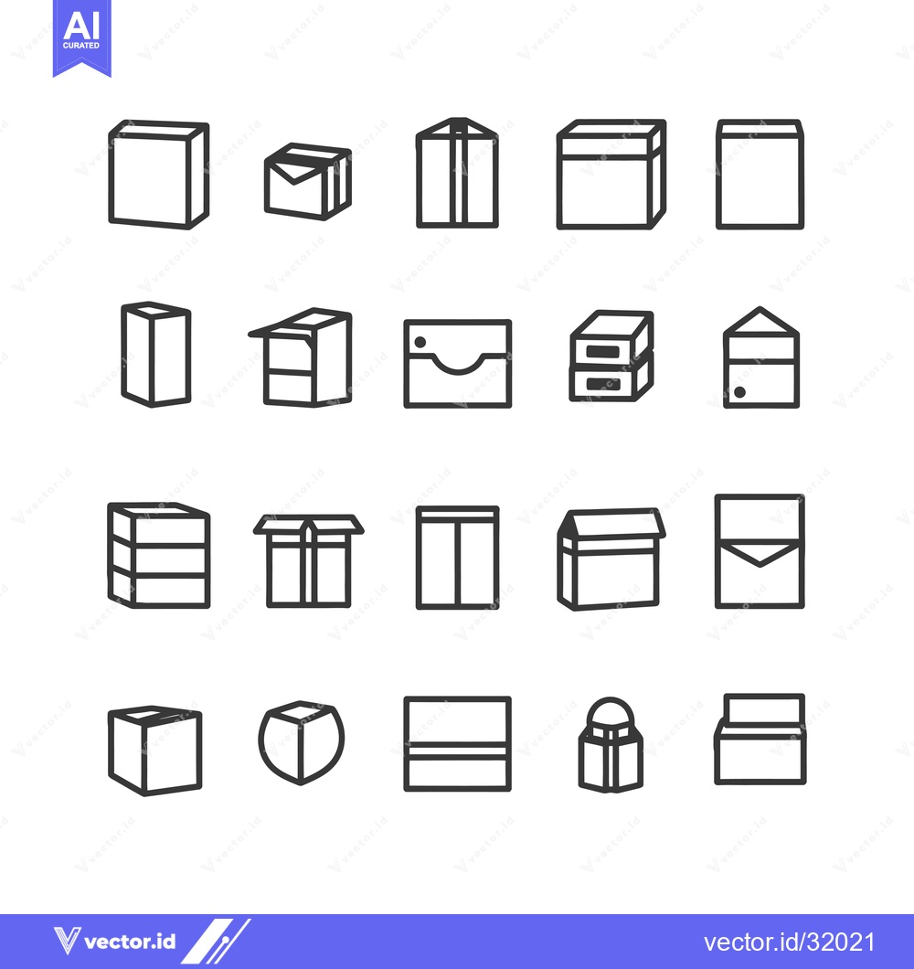 Premium Vector dari Collection of 20 Box and Package Line Icons
