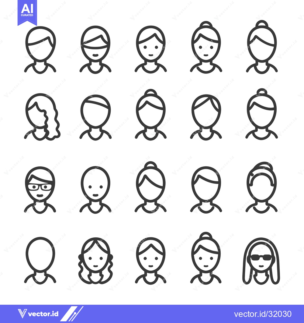 Premium Vector dari Collection of 20 Different Outline Human Profile Icons