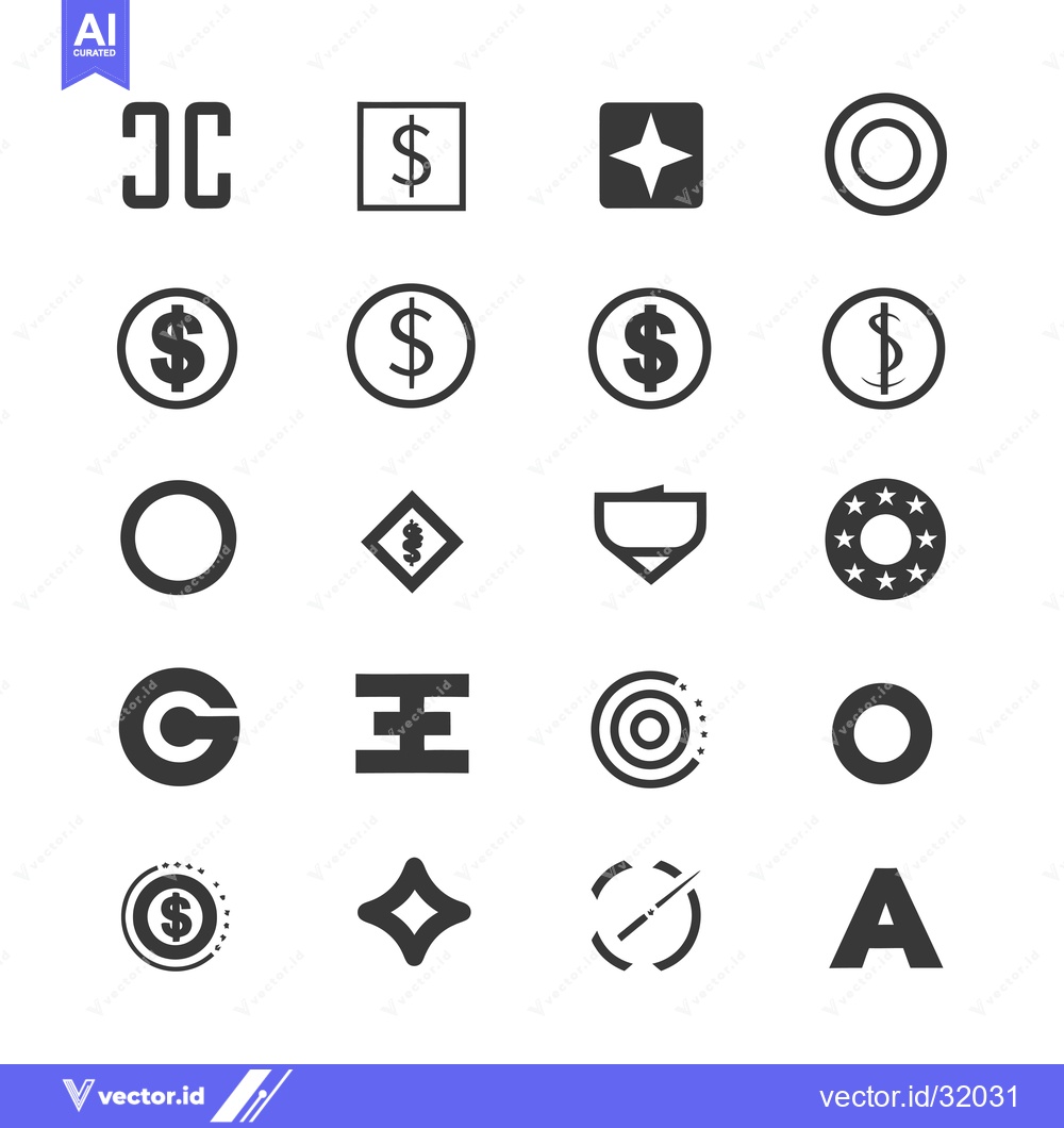 Premium Vector dari Collection of 20 Diverse Geometric Shapes and Symbols