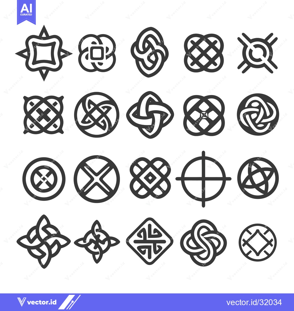 Premium Vector of Collection of 20 Geometric Intertwined Knot Designs