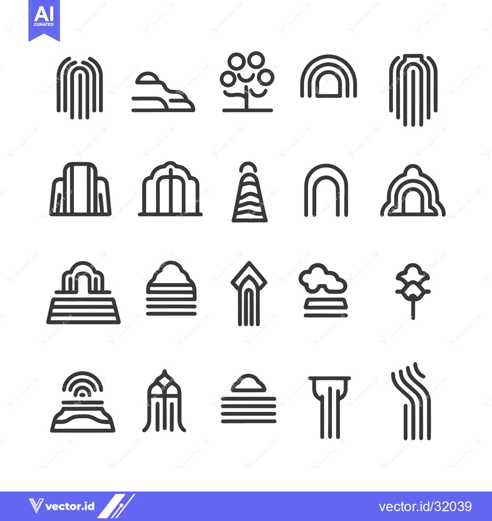 Premium Vector dari Collection of 20 Linear Architectural Design Icons