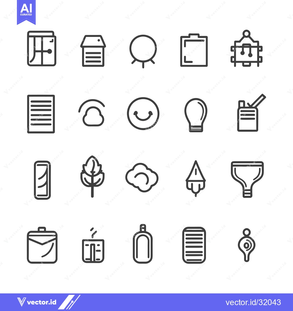 Premium Vector dari Collection of 20 Line Art Icons