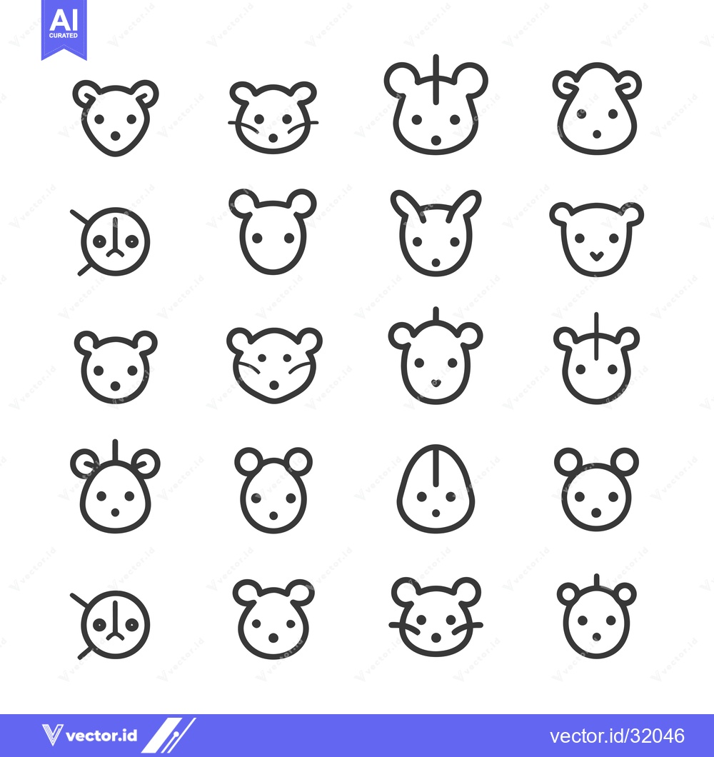 Premium Vector dari Collection of 20 Line Art Mouse Icons