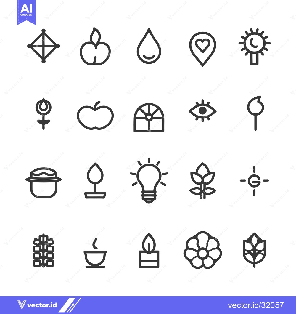 Premium Vector of Collection of 20 Line Icons for Nature, Growth, and Abstract Concepts