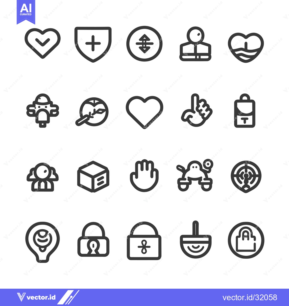 Premium Vector dari Collection of 20 Line Icons on White Background