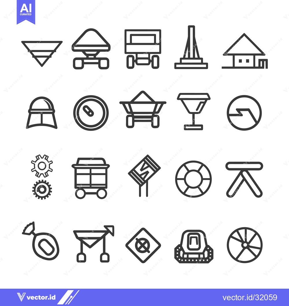 Premium Vector dari Collection of 20 Line Icons Related to Construction and Transport