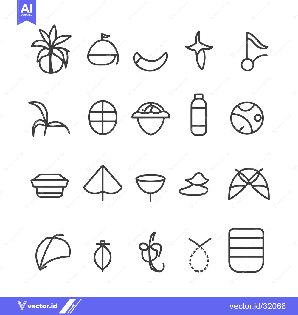 Premium Vector dari Collection of 20 Outline Icons Related to Tropical Fruits and Summer V