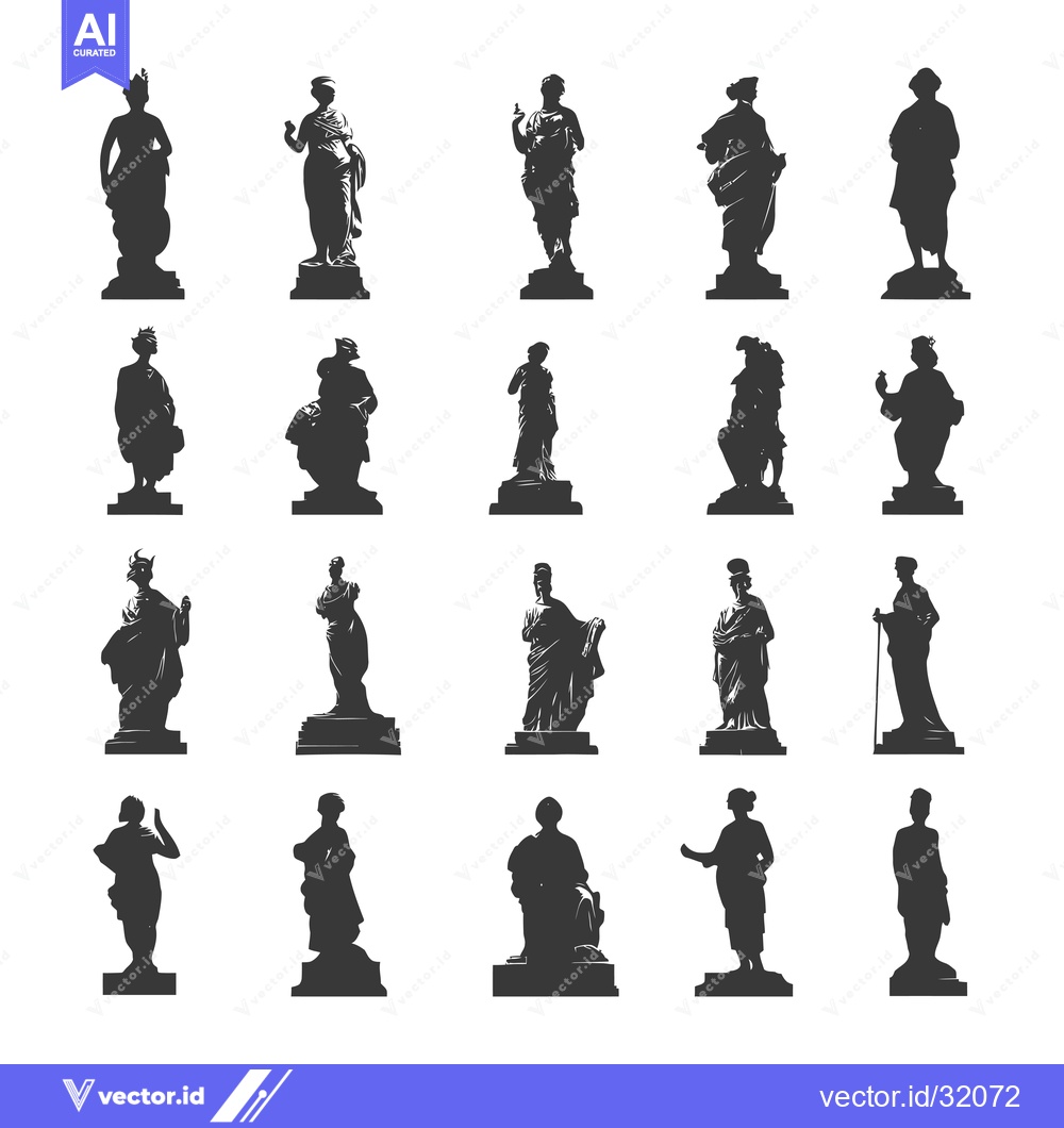 Premium Vector dari Collection of 20 Silhouettes of Statues in Various Poses