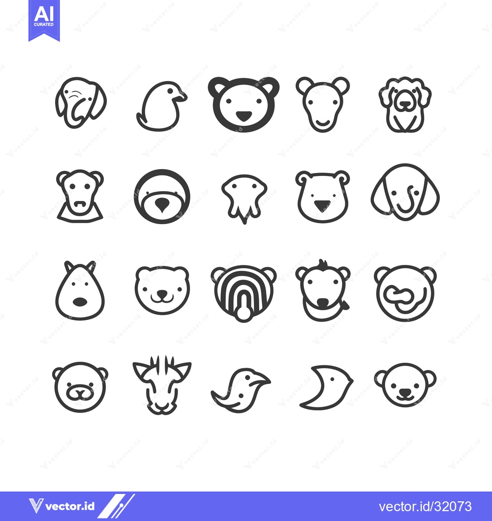 Premium Vector dari Collection of 20 Simple Animal Icons in Outline Style
