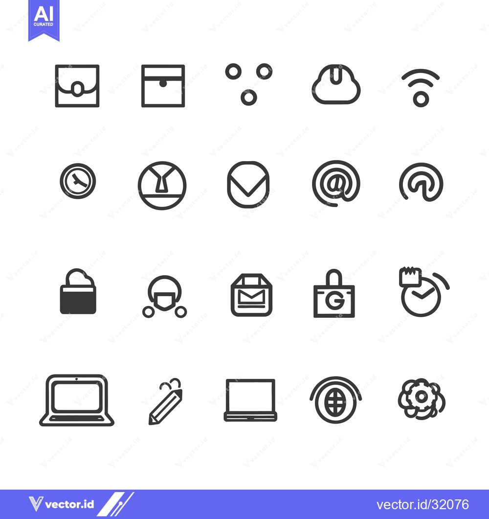 Premium Vector dari Collection of 20 Simple Black Line Icons for Websites and Applications