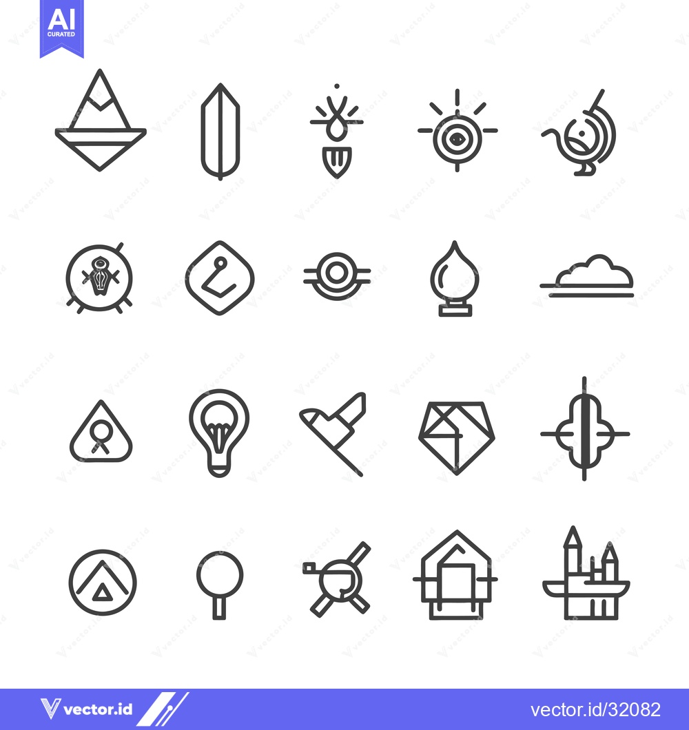 Premium Vector dari Collection of 20 Unique Abstract Line Art Icons