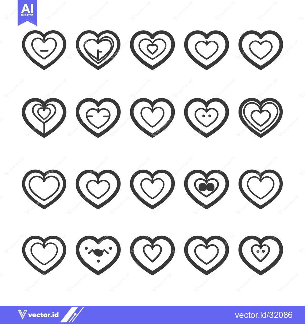 Premium Vector dari Collection of 20 Unique Heart Shapes with Variations in Design