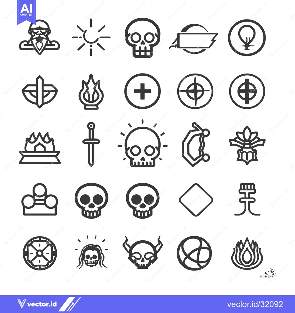 Premium Vector dari Collection of 24 Black and White Line Art Icons
