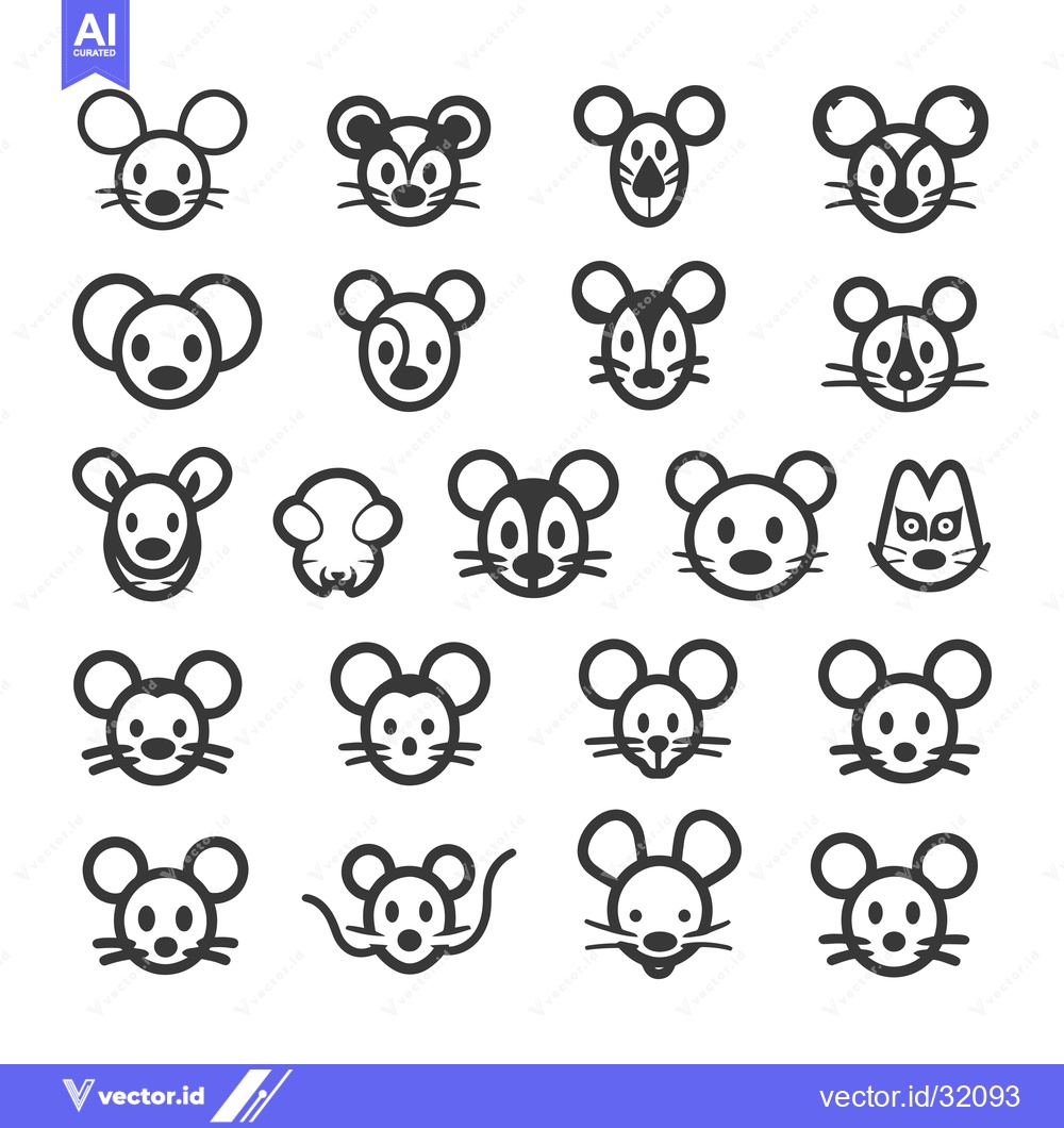 Premium Vector dari Collection of 24 Black and White Mouse Icons