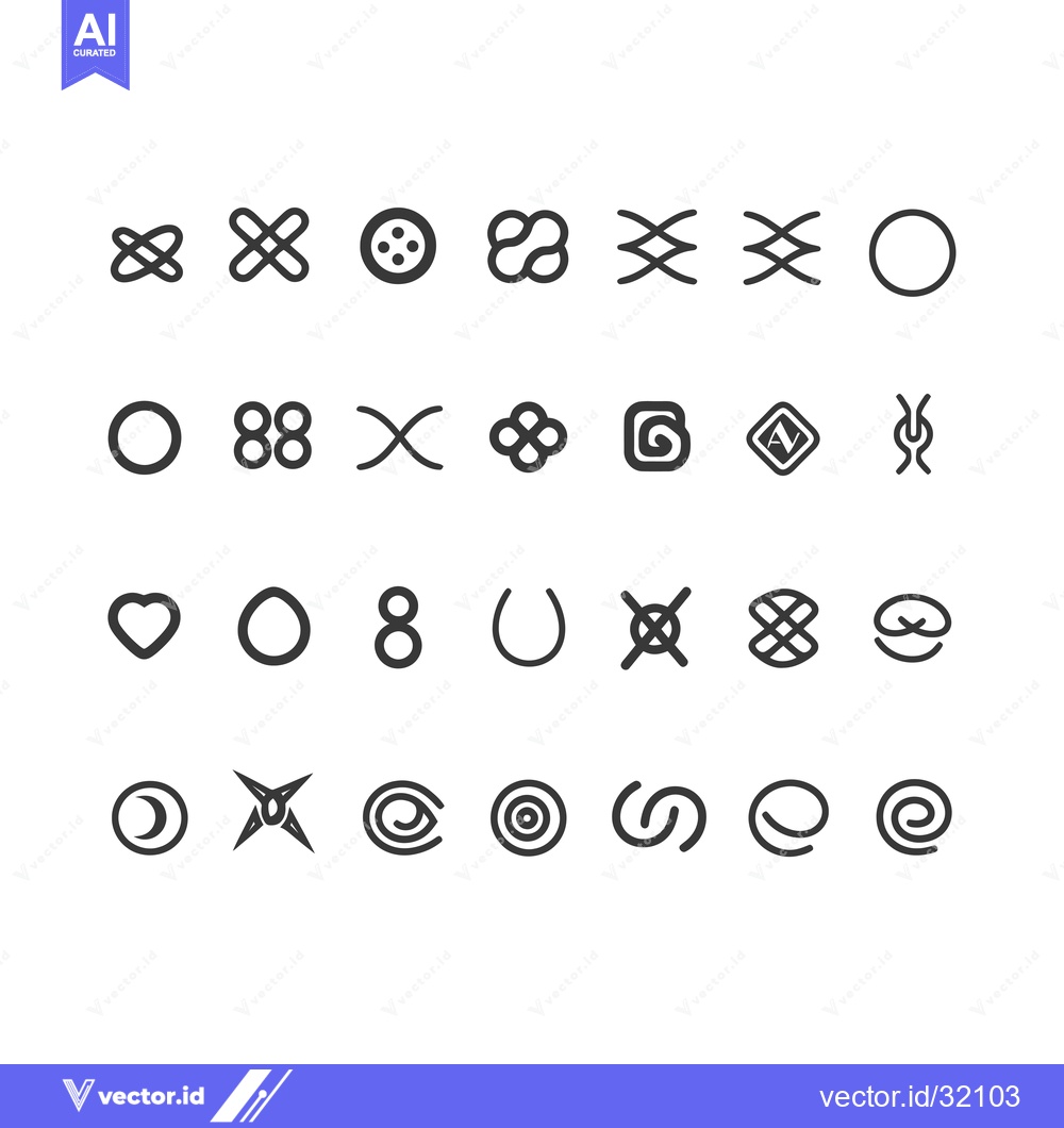 Premium Vector dari Collection of 24 Unique Geometric Shapes in Black and White
