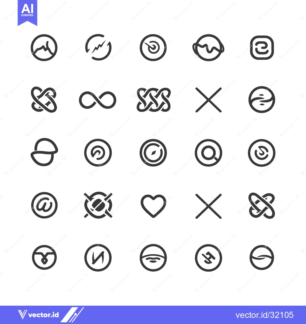 Premium Vector dari Collection of 25 Abstract Circle-Based Line Art Logos