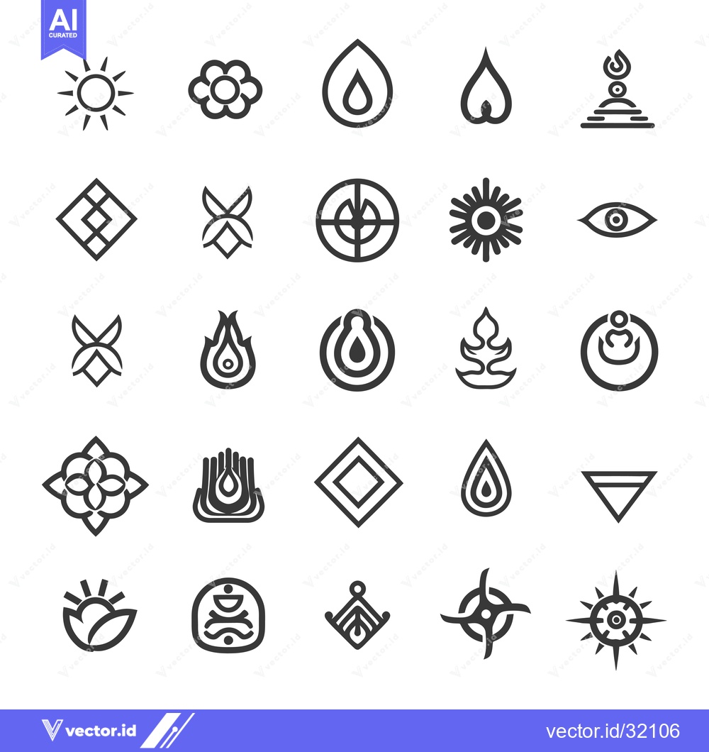 Premium Vector of Collection of 25 Abstract Geometric Symbols and Icons