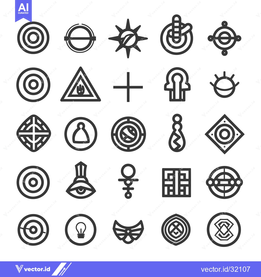 Premium Vector dari Collection of 25 Abstract Geometric Symbols in Black and White