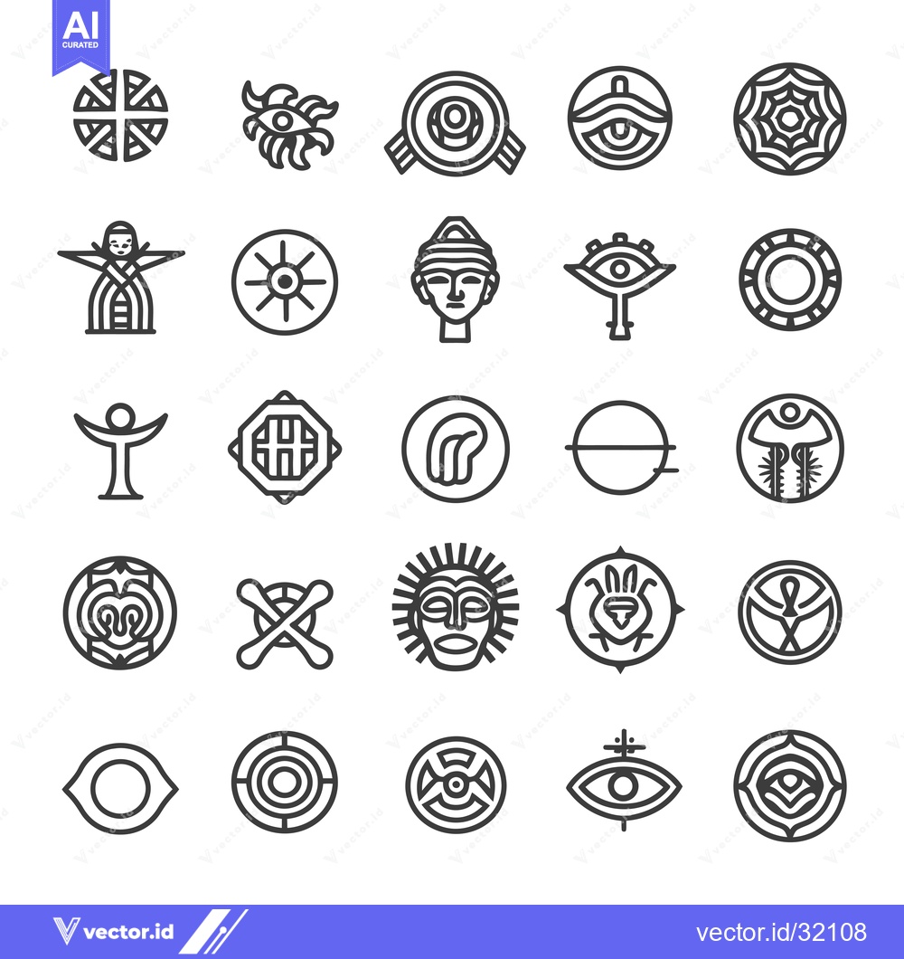 Premium Vector of Collection of 25 Abstract Line Art Eye and Symbolic Icons