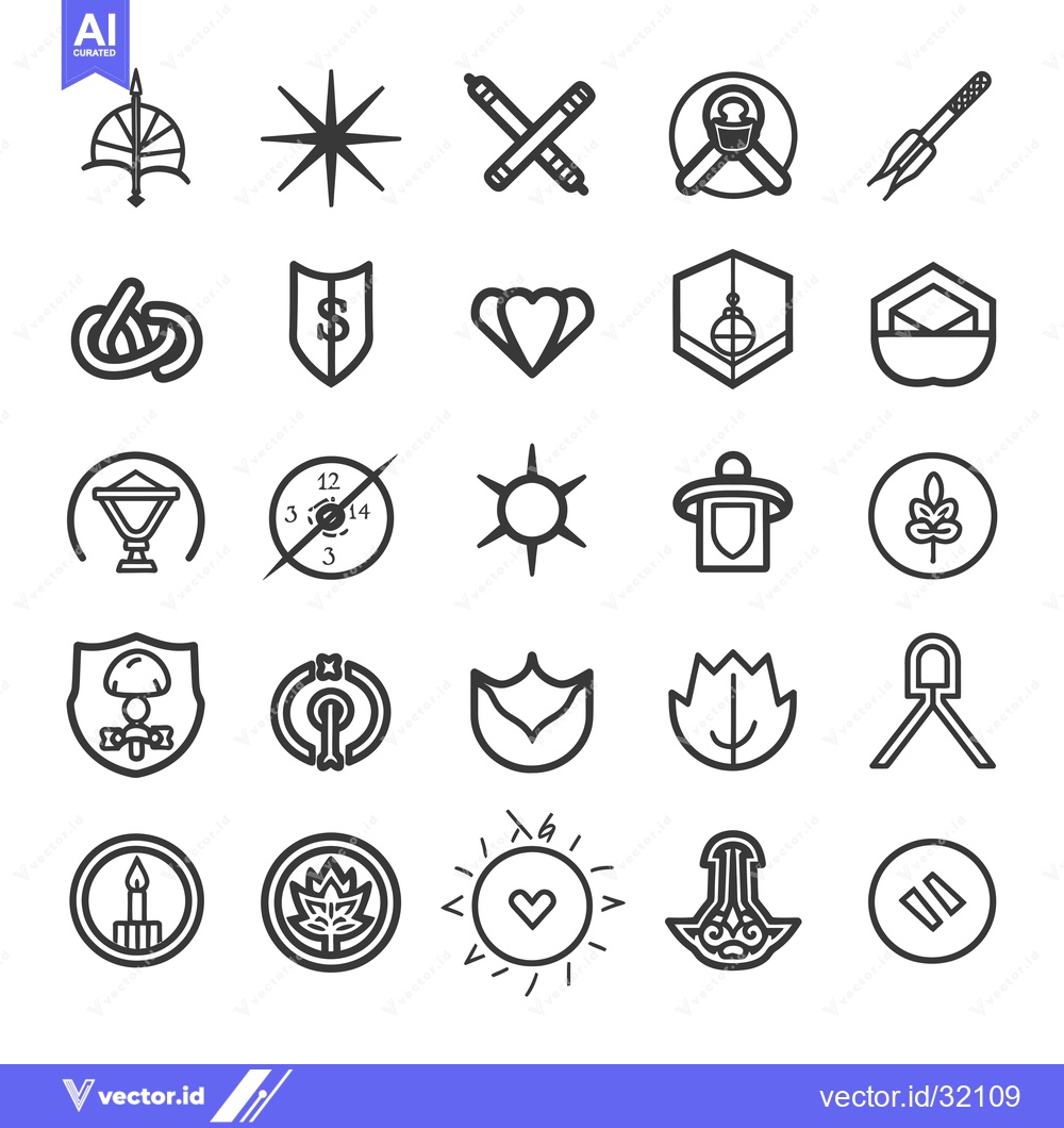 Premium Vector dari Collection of 25 Abstract Line Art Icons