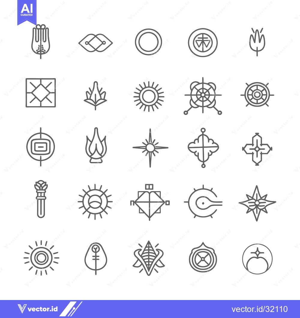 Premium Vector dari Collection of 25 Abstract Line Art Symbols
