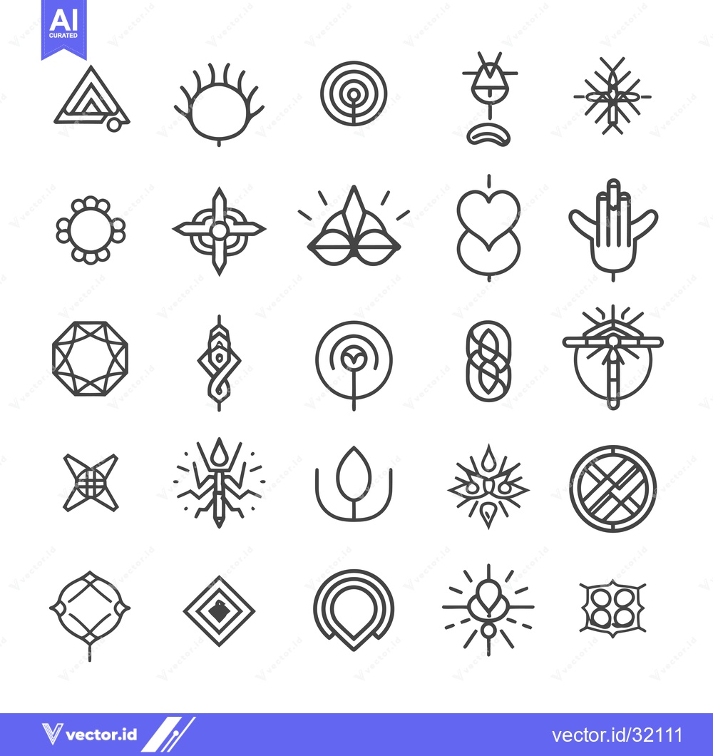 Premium Vector dari Collection of 25 Abstract Line Art Symbols and Icons