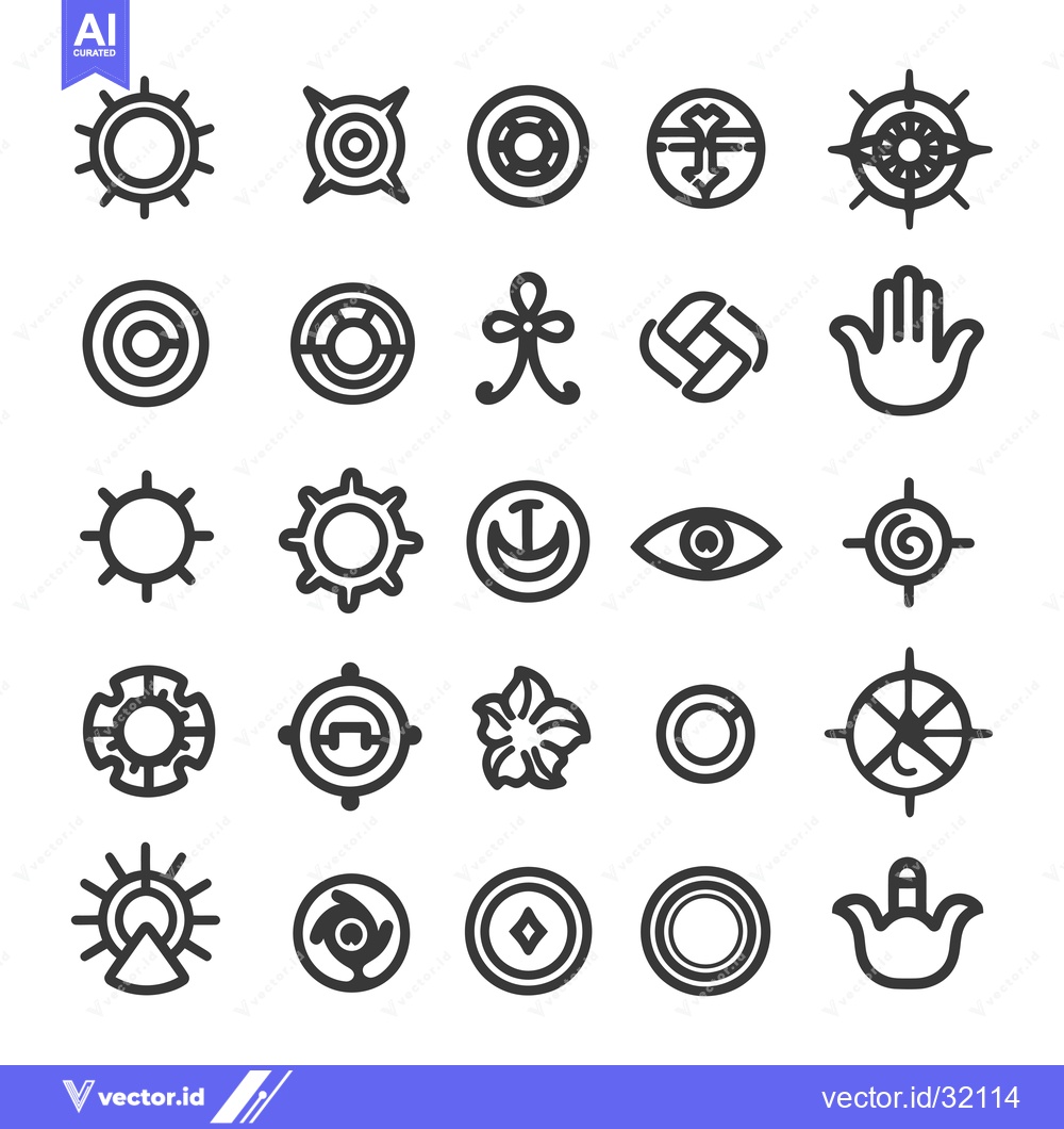 Premium Vector dari Collection of 25 Black and White Circular and Symbolic Icons
