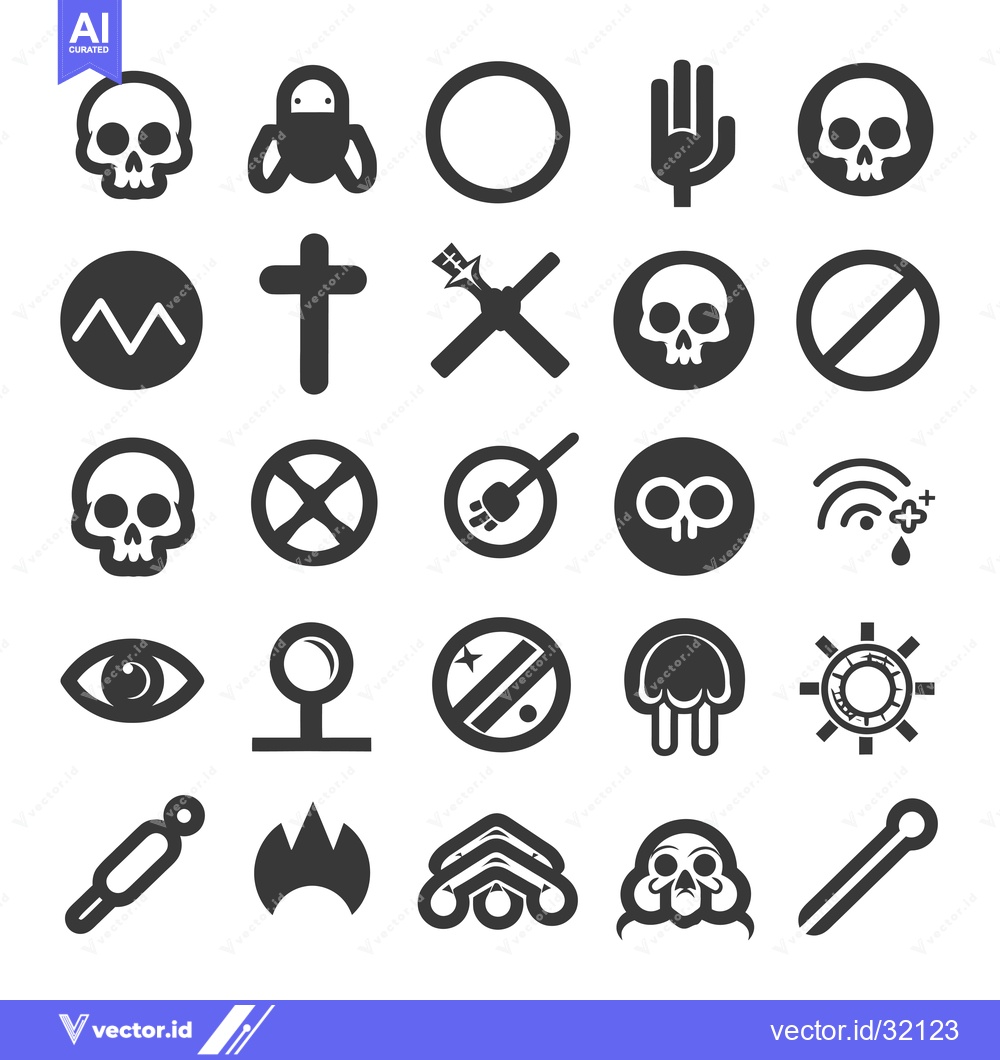 Premium Vector dari Collection of 25 Black and White Symbolic Icons