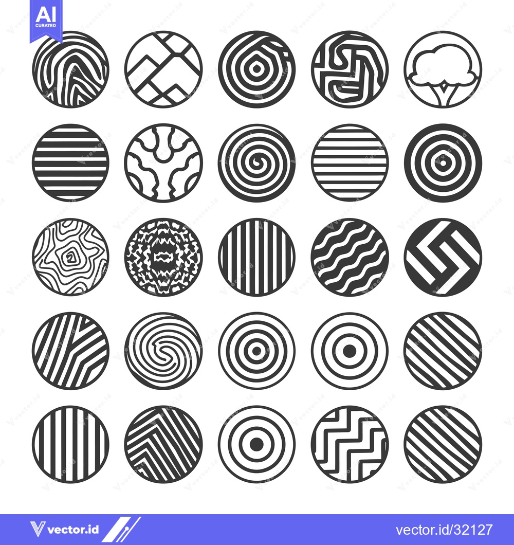Premium Vector dari Collection of 25 Circular Black and White Patterns