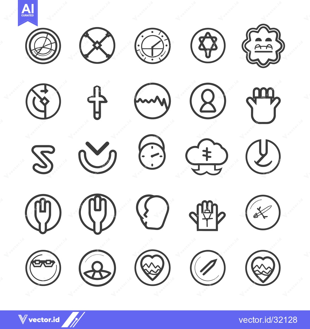 Premium Vector of Collection of 25 Circular Icons with Various Symbols and Designs