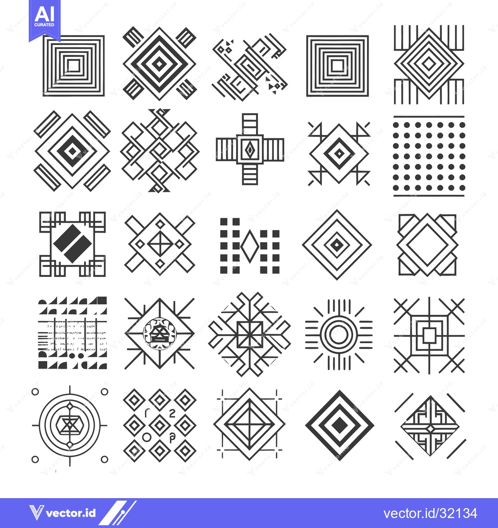 Premium Vector dari Collection of 25 Geometric Black and White Abstract Designs