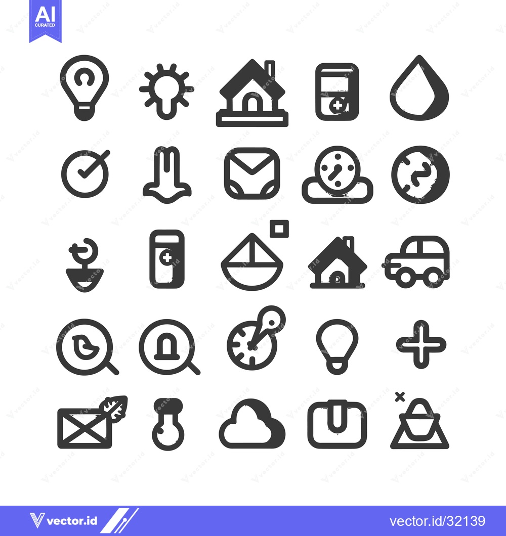 Premium Vector dari Collection of 25 Hand-Drawn Black and White Icons