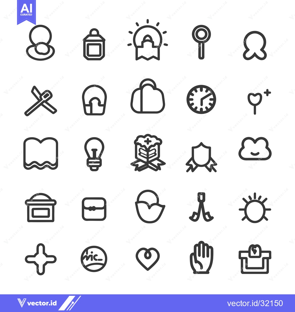 Premium Vector dari Collection of 25 Line Icons in Black and White