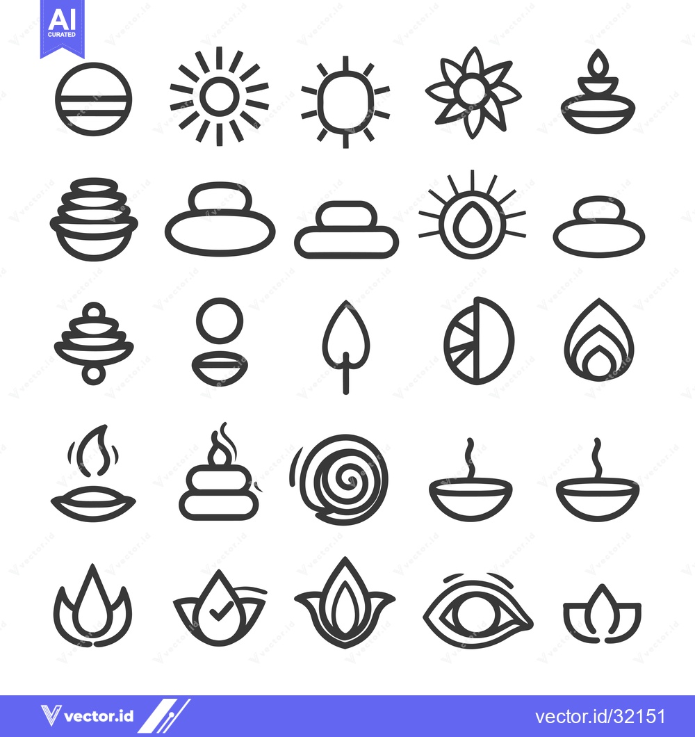 Premium Vector dari Collection of 25 Line Icons Related to Meditation, Wellness, and Spiri