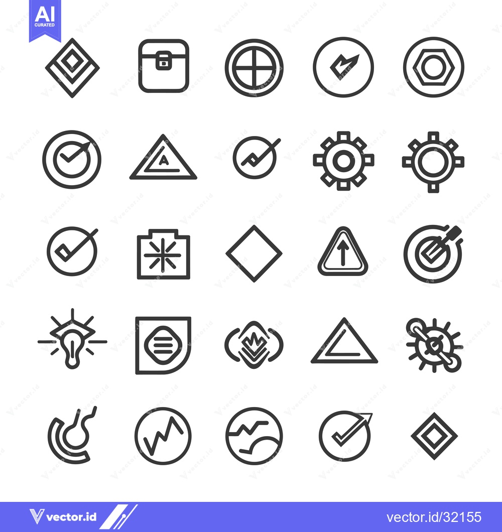 Premium Vector dari Collection of 25 Line Icons with Geometric Shapes, Checkmarks, and Oth