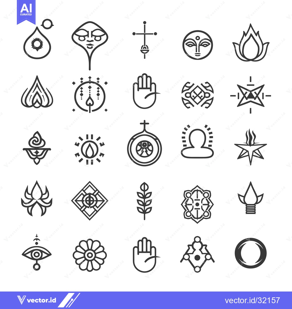 Premium Vector dari Collection of 25 Minimalist Black and White Line Art Symbols