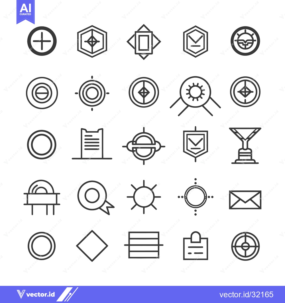 Premium Vector dari Collection of 25 Outline Icons with Geometric Shapes and Symbols