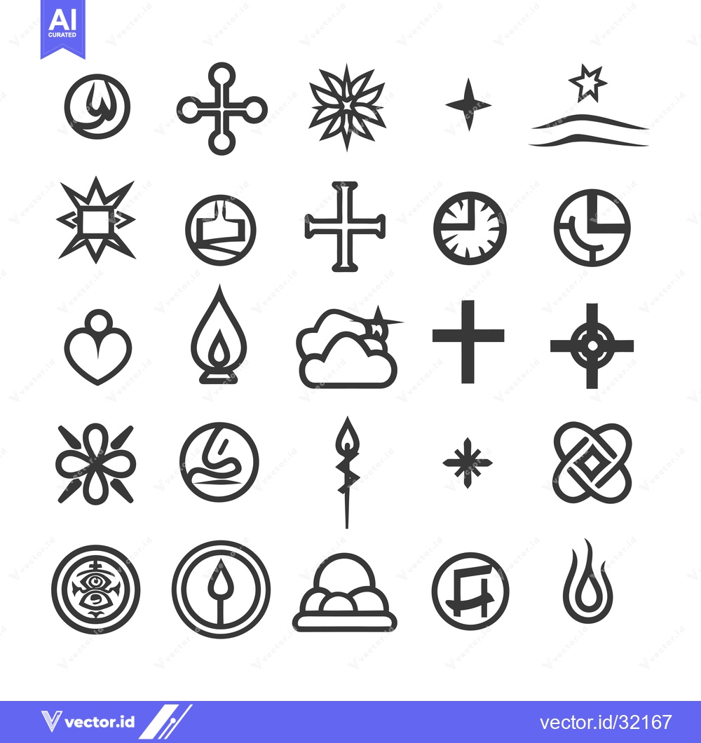 Premium Vector of Collection of 25 Simple Black and White Abstract Icons