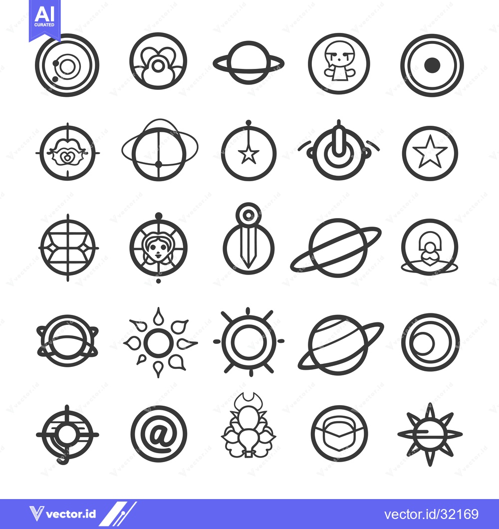 Premium Vector of Collection of 25 Simple Black and White Line Drawings of Abstract Circ