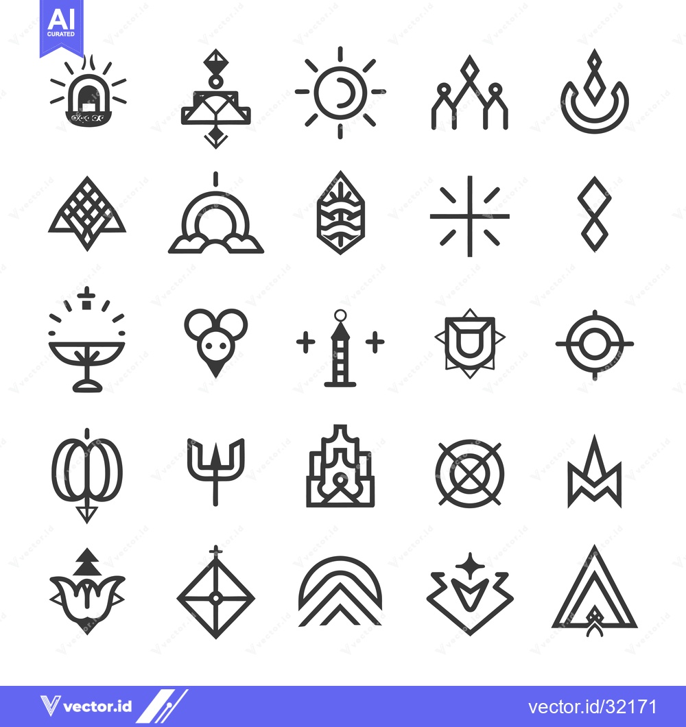 Premium Vector dari Collection of 25 Simple Geometric Line Art Icons