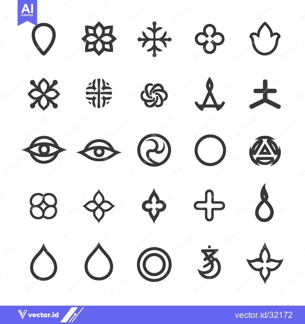 Premium Vector dari Collection of 25 Simple Geometric Shapes and Symbols