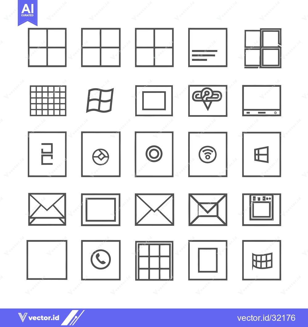 Premium Vector of Collection of 25 Square-Shaped Line Icons