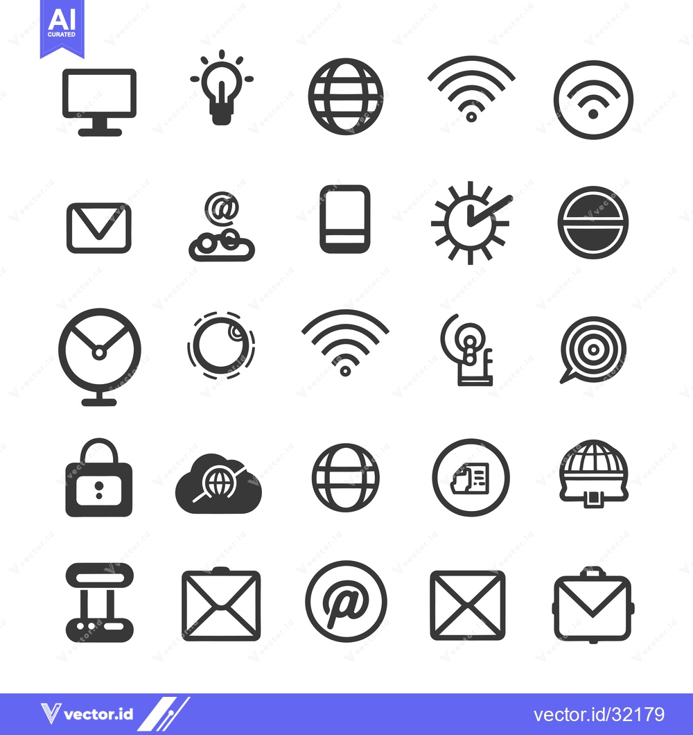 Premium Vector dari Collection of 25 Technology-Related Icons