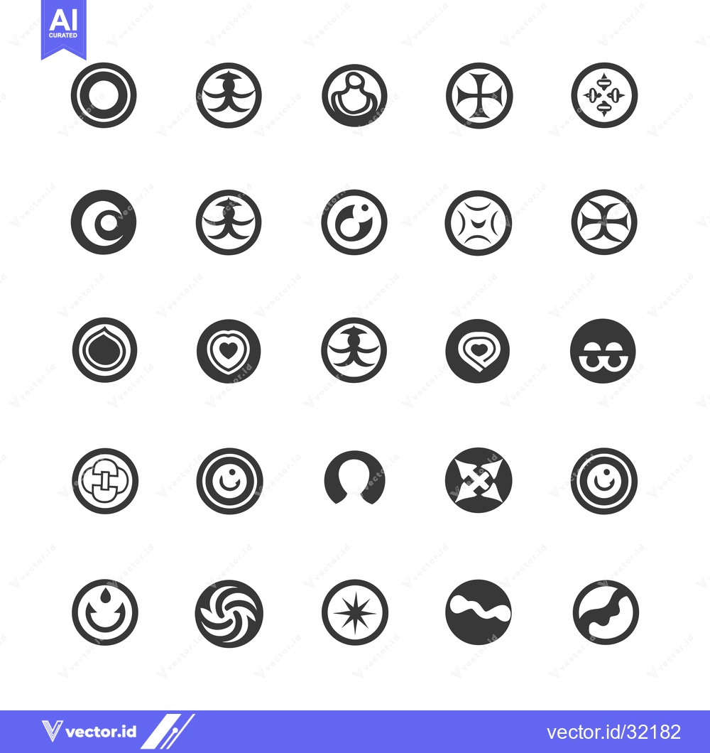 Premium Vector dari Collection of 25 Unique Circular Design Elements with Geometric Patter